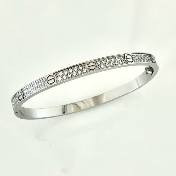 Pavé Screw Bracelet Small Model Stainless Steel